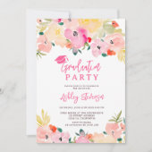 Invitation Boho rose printemps chic jardin fleuri graduation (Devant)
