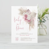 Invitation Boho rose Rose Baby shower d'aquarelle (Debout devant)