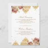 Invitation Boho rose Rose islamique Motif blanc Mariage musul (Dos)