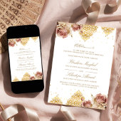 Invitation Boho rose Rose islamique Motif blanc Mariage musul