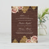 Invitation Boho rose Rose islamique Motif bois Mariage musulm (Debout devant)