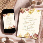 Invitation Boho rose Rose islamique Motif Cream Musulman Mari