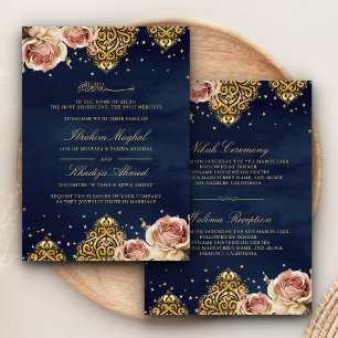 Invitation Boho rose Rose islamique Motif marine musulmane Ma