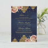 Invitation Boho rose Rose islamique Motif marine musulmane Ma (Debout devant)