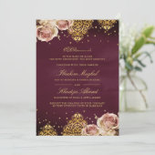 Invitation Boho rose Rose islamique Motif Plum musulman Maria (Debout devant)