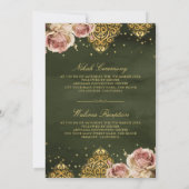 Invitation Boho rose Rose islamique Motif vert Mariage musulm (Dos)