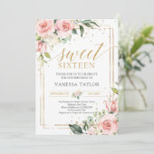 Invitation Boho rose rose rose rose roses or parties scintill (Debout devant)