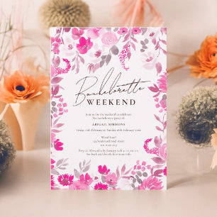 Invitation Boho rose rousse main peint fin de semaine bachelo