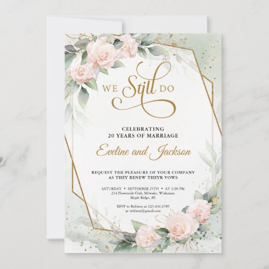 Invitation Boho rose rousse roses et eucalyptus nous faisons  (Devant)