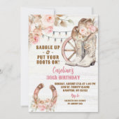 Invitation Boho rose Russe Western Cowgirl Anniversaire (Devant)