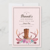 Invitation Boho Rose Rustique Cowgirl Boot Anniversaire (Devant)