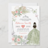 Invitation Boho Rose Sage Vert Floral Géométrique 15 Años (Devant)