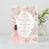 Invitation Boho rose séché Floral Roses doux 16 Anniversaire (Debout devant)