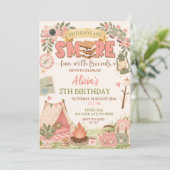 Invitation Boho Rose Smore Amusement Avec Amis Anniversaire (Debout devant)