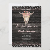 Invitation Boho rose soie crâne floral Fête des mariées rusti (Devant)