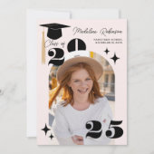 Invitation Boho Rose Stars Moderne 4-Photo Graduation (Devant)