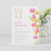 Invitation Boho rose Tulipes Jaunes Flutes d'or Brunch nuptia (Debout devant)