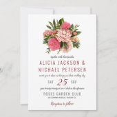 Invitation Boho rose vert fleuri élégant rustique mariage (Devant)