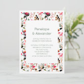 Invitation Boho rose vert Jardin Floral Ressort Mariage chic (Debout devant)