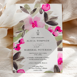 Invitation Boho rose vert mariage d'aquarelle
