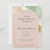 Invitation Boho Rose Vert Or Moderne 50e Anniversaire (Devant)