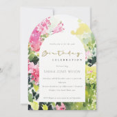 Invitation Boho Rose Vert Tropical Bougainvilliers Anniversai (Devant)