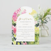 Invitation Boho Rose Vert Tropical Bougainvilliers Baptême (Debout devant)