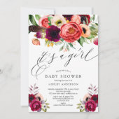 Invitation Boho rose violet Floral C'est un Baby shower de fi (Devant)