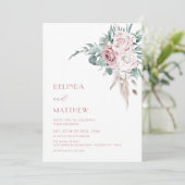Invitation Boho Roses Aquarelle Moderne  (Debout devant)