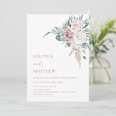 Invitation Boho Roses Aquarelle Moderne (Debout devant)