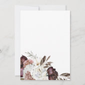 Invitation Boho Roses Bourguignon automne mariage (Dos)