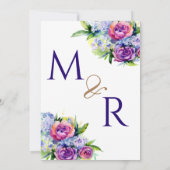Invitation Boho Roses et pivoines bouquet d'aquarelle violett (Dos)