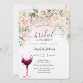 Invitation Boho Roses, Luncheon de mariage avec verre à vin (Devant)