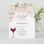 Invitation Boho Roses, Luncheon de mariage avec verre à vin (Debout devant)