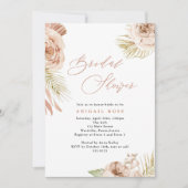 Invitation Boho Roses tropicaux et Fête des mariées du feuill (Devant)