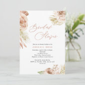 Invitation Boho Roses tropicaux et Fête des mariées du feuill (Debout devant)