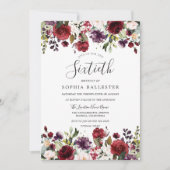 Invitation Boho rouge Bourgogne 60e Soixantième anniversaire (Devant)