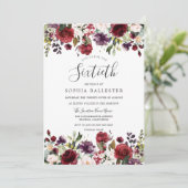 Invitation Boho rouge Bourgogne 60e Soixantième anniversaire (Debout devant)