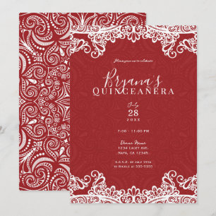 Invitation Boho Rouge Broderie Anglaise Gras 15e 15 Fête de Q