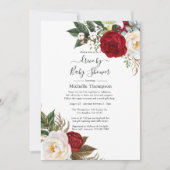 Invitation Boho Rouge et blanc Floral Drive par douche (Devant)