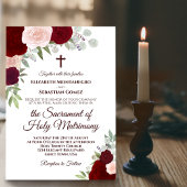 Invitation Boho rouge et rose Rose Mariage catholique moderne