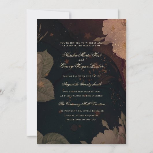 Invitation Boho rouge foncé Mariage floral (Devant)