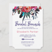 Invitation Boho rouge marine bleu bouquet floral brunch nupti (Devant)