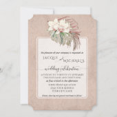 Invitation BOHO Rouge Orchidée Floral Tropical Feuillage de J (Devant)