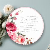 Invitation Boho Rouge Rose Rouge Fleurs Couples Douche