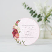 Invitation Boho Rouge rose vif Fleurs blanches Couples Douche (Debout devant)