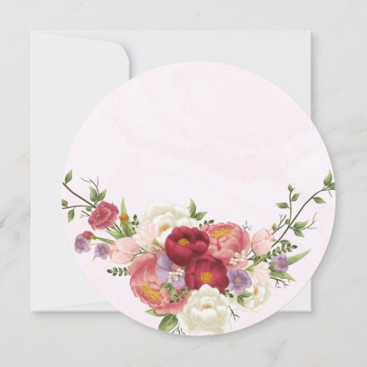 Invitation Boho Rouge rose vif Fleurs blanches Couples Douche (Dos)