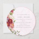 Invitation Boho rouge vif rose blanc Fleurs Fête des mariées (Devant)