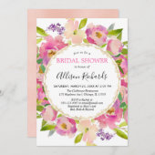 Invitation Boho rougissent douche nuptiale en pastel rose (Devant / Derrière)
