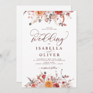 Invitation Boho rouille brûlé Orange Terracotta Marsala Maria